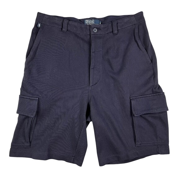 Polo Ralph Lauren Button-Fly Cargo Shorts  Men's Size 32  Navy Soft Heavier Knit - Picture 1 of 5